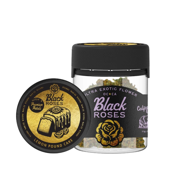 Black Roses Premium Ultra Exotic THC-A Flower 3.5g Jar Lemon Pound Cake Indica - Seven Tech