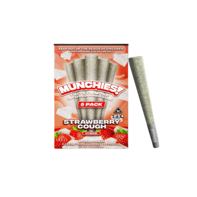 MUNCHIES THC-A DIAMOND PREROLLS 5PK – STRAWBERRY COUGH HYBRID - Seven Tech