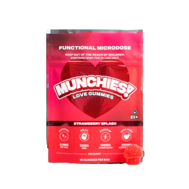 DELTA MUNCHIES FUNCTIONAL MICRODOSE GUMMIES – LOVE STRAWBERRY SPLASH - Seven Tech
