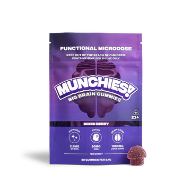 DELTA MUNCHIES FUNCTIONAL MICRODOSE GUMMIES – BIG BRAIN MIXED BERRY - Seven Tech