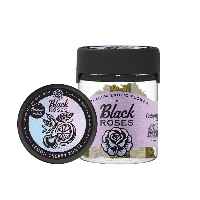BLACK ROSES PREMIUM EXOTIC THC-A FLOWER JAR 3.5G – LEMON CHERRY RUNTZ SATIVA - Seven Tech