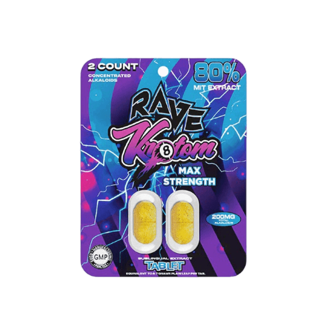 RAVE KRATOM MAX STRENGTH 2CT - 80% MIT EXTRACT (200MG TOTAL ALKALOIDS) - Seven Tech