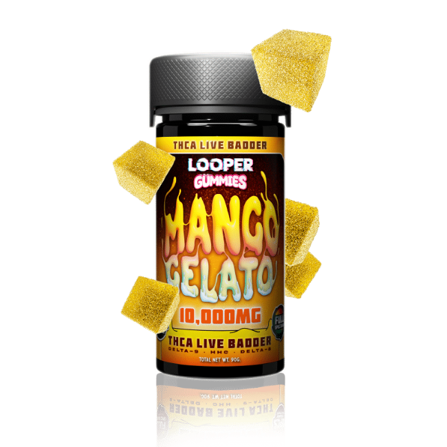 LOOPER THC-A ULTRA POTENT FULL SPECTRUM GUMMIES 500MG 20CT JAR - MANGO GELATO - Seven Tech