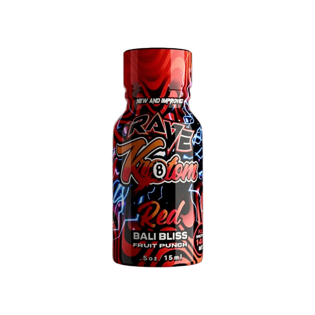 RAVE KRATOM RED BALI BLISS 0.5OZ - FRUIT PUNCH (FULL SPECTRUM, 140MG MIT) - Seven Tech