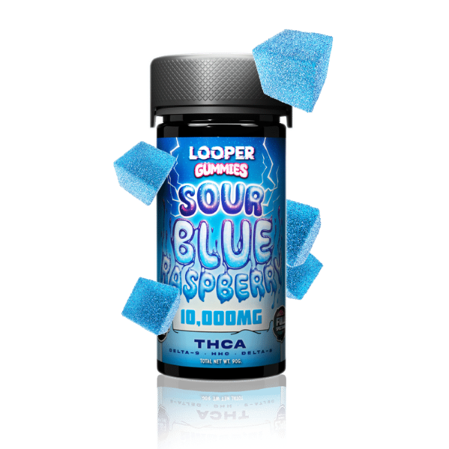 LOOPER THC-A ULTRA POTENT FULL SPECTRUM GUMMIES 500MG 20CT JAR - SOUR BLUE RASPBERRY - Seven Tech