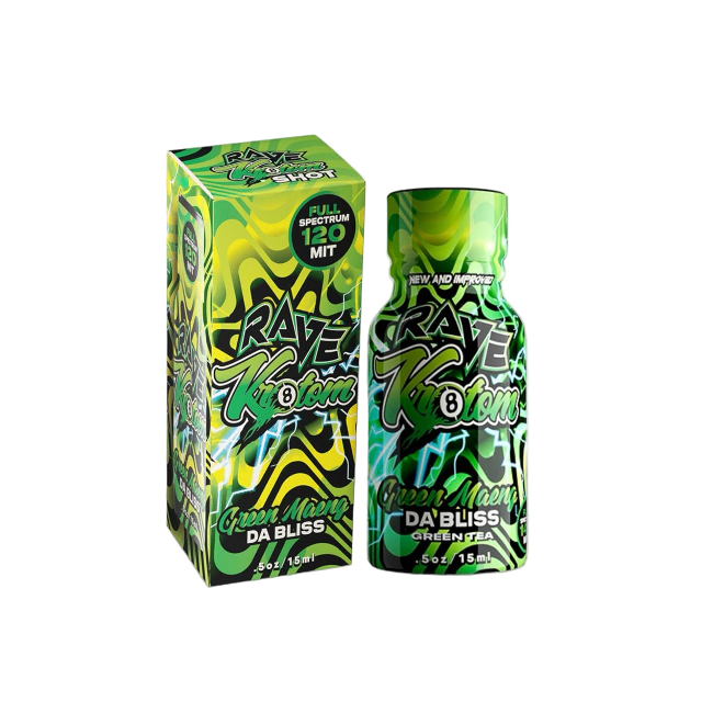 RAVE KRATOM GREEN MAENG DA BLISS 0.5OZ - GREEN (FULL SPECTRUM, 140MG MIT) - Seven Tech