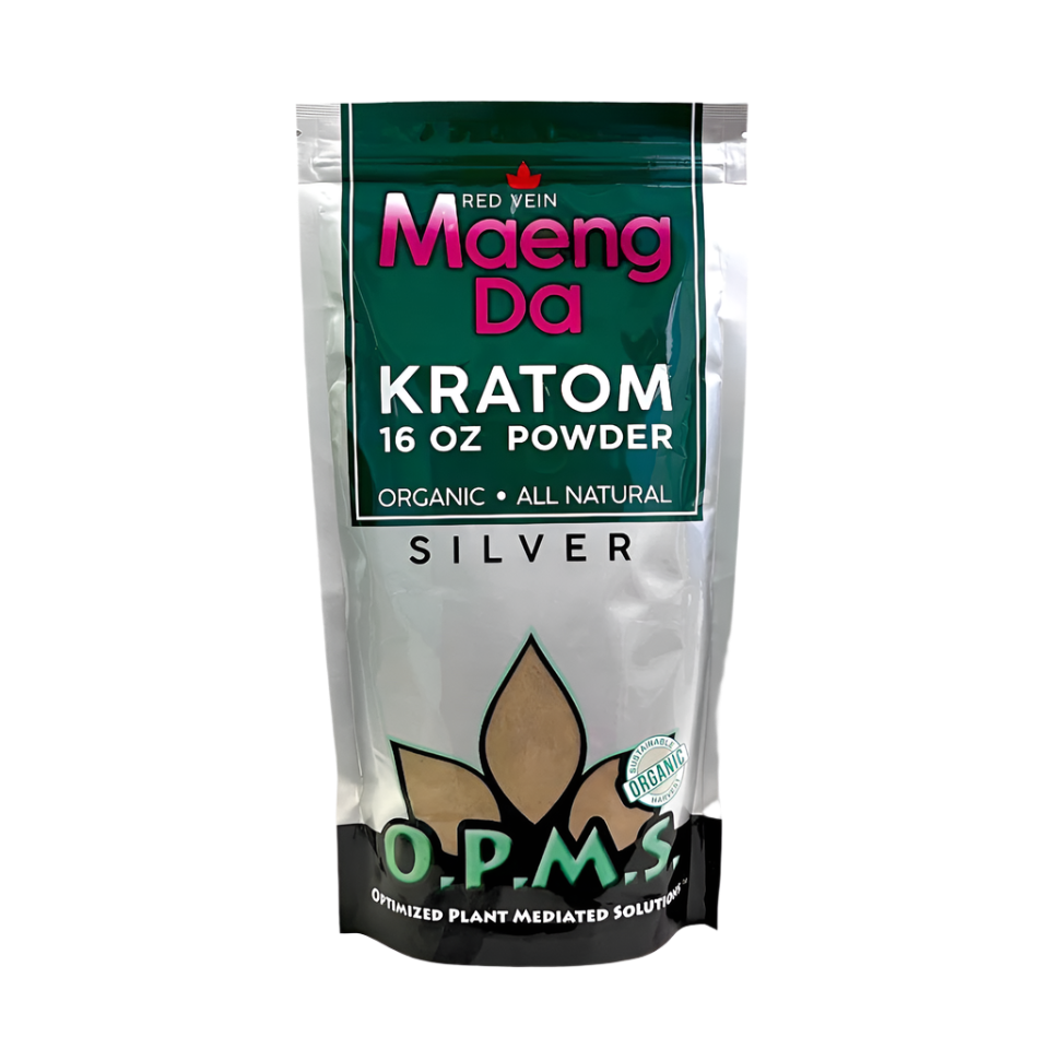 O.P.M.S. SILVER KRATOM POWDER 16OZ - MAENG DA RED VEIN - Seven Tech