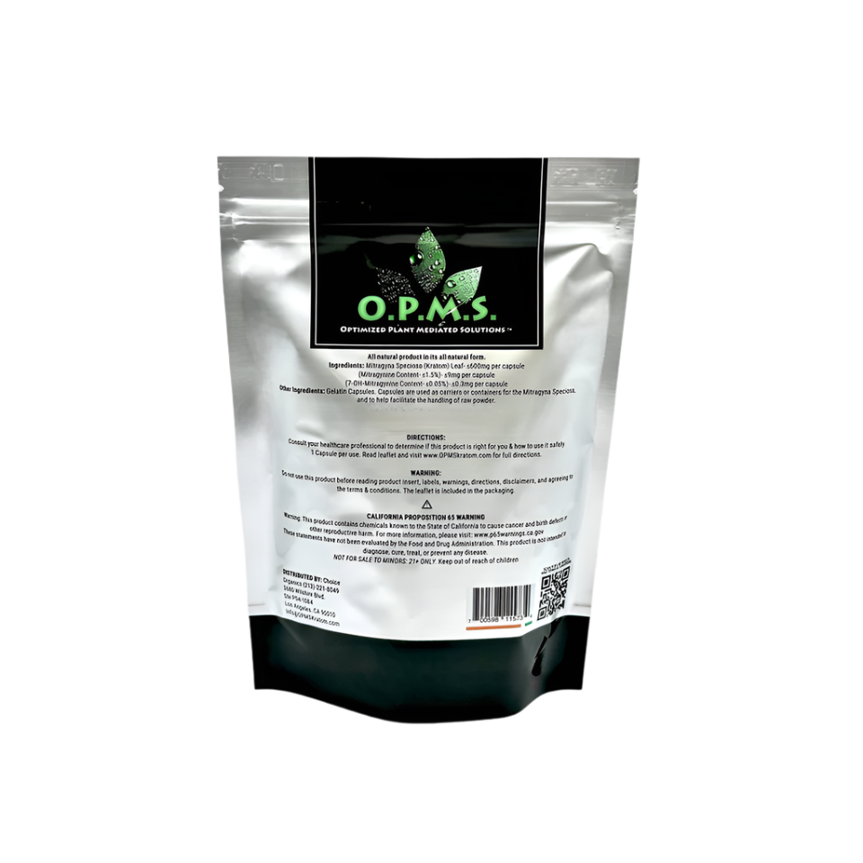 O.P.M.S. SILVER KRATOM POWDER 16OZ - MALAY GREEN VEIN - Seven Tech