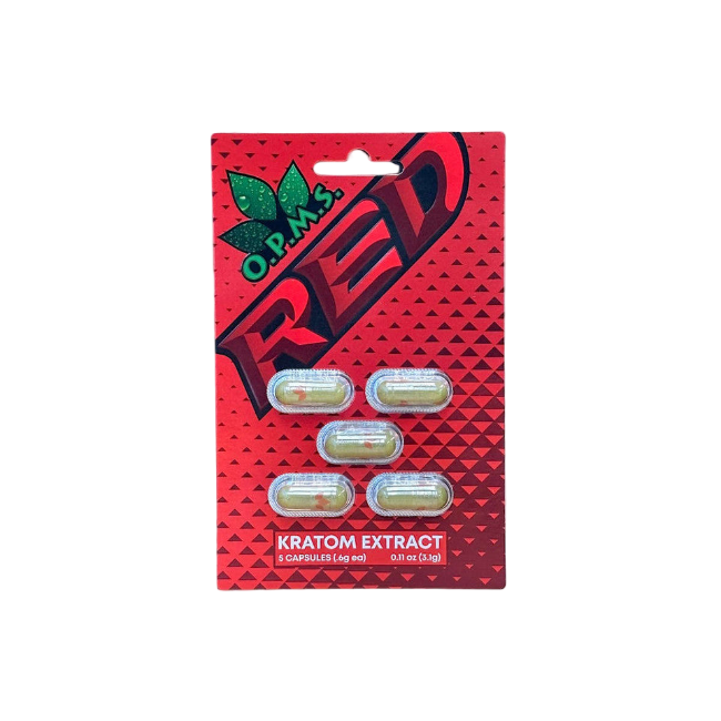 O.P.M.S. KRATOM CAPSULES - RED 5CT - Seven Tech