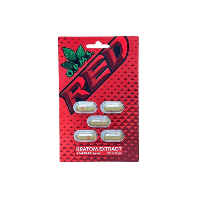 O.P.M.S. KRATOM CAPSULES - RED 5CT - Seven Tech