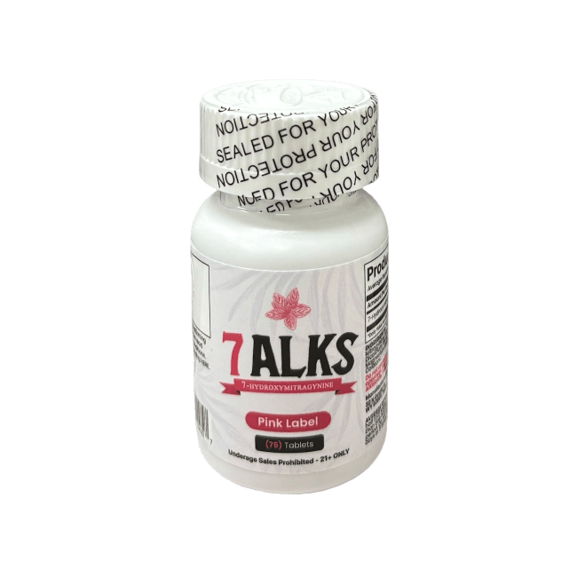 7ALKS 75ct 7OH Chewable Tabs Pink Label Bottle 20mg Per Tablets - Seven Tech