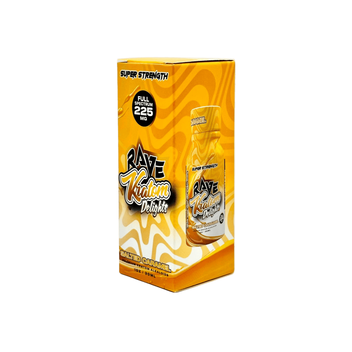 RAVE KRATOM BLACKED OUT SHOT 1OZ - SALTED CARAMEL (FULL SPECTRUM, 225MG) - Seven Tech