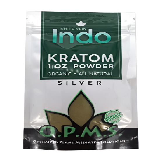 O.P.M.S. SILVER KRATOM POWDER 1OZ - INDO WHITE VEIN - Seven Tech