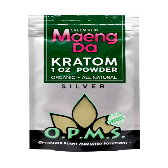 O.P.M.S. SILVER KRATOM POWDER 1OZ - MAENG DA GREEN VEIN - Seven Tech