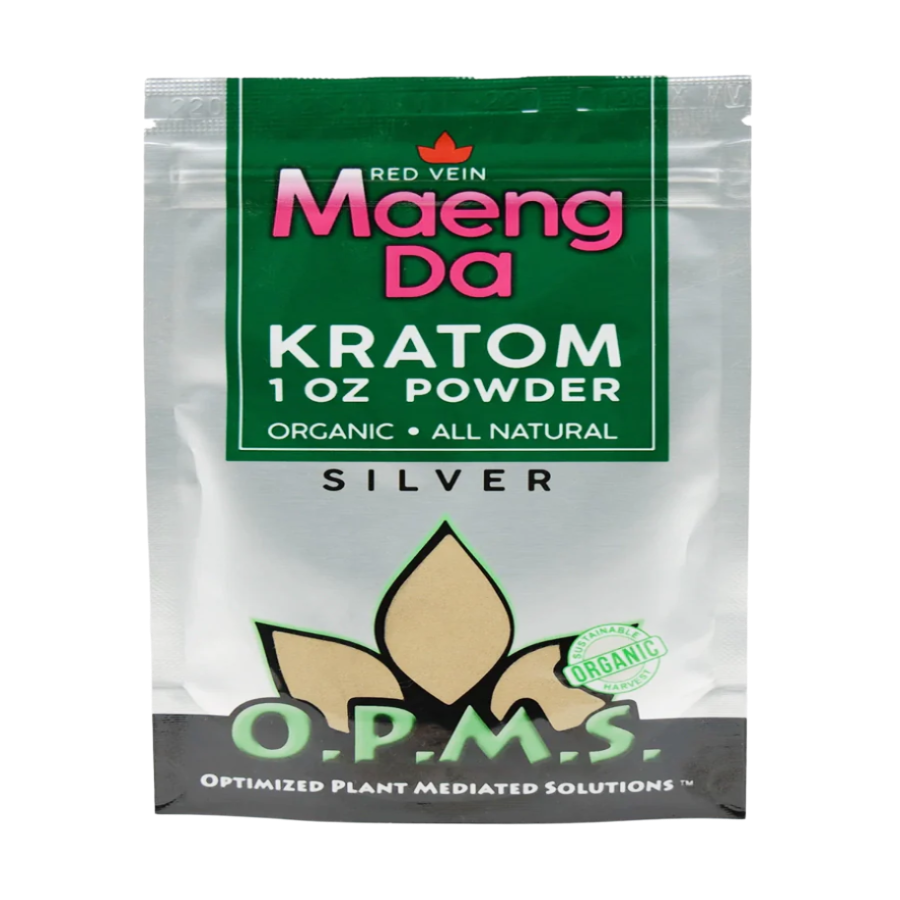 O.P.M.S. SILVER KRATOM POWDER 1OZ - MAENG DA RED VEIN - Seven Tech