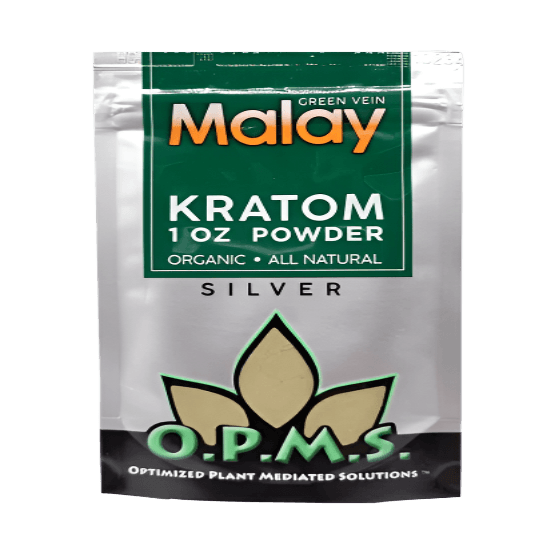 O.P.M.S. SILVER KRATOM POWDER 1OZ - MALAY GREEN VEIN - Seven Tech