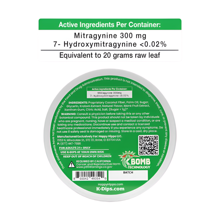 HAPPY HIPPO K-DIPS KRATOM EXTRACT POUCHES 15CT 20MG - WINTERGREEN - Seven Tech