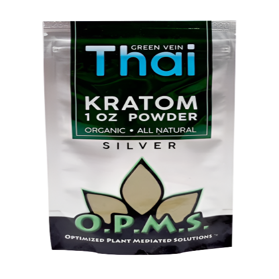 O.P.M.S. SILVER KRATOM POWDER 1OZ - THAI GREEN VEIN - Seven Tech
