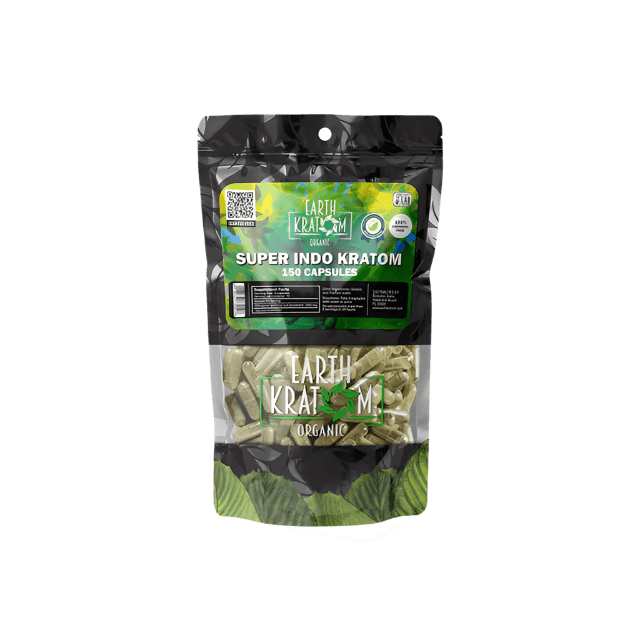 EARTH KRATOM CAPSULES 150CT - INDO SUPER GREEN VEIN - Seven Tech