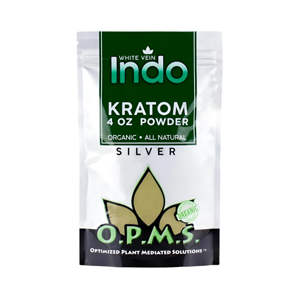 O.P.M.S. SILVER KRATOM POWDER 4OZ - INDO WHITE VEIN - Seven Tech
