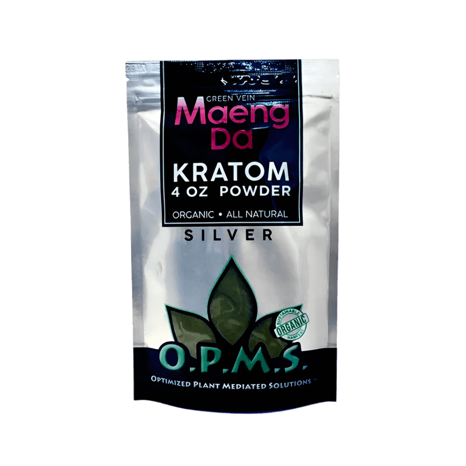 O.P.M.S. SILVER KRATOM POWDER 4OZ - MAENG DA GREEN VEIN - Seven Tech