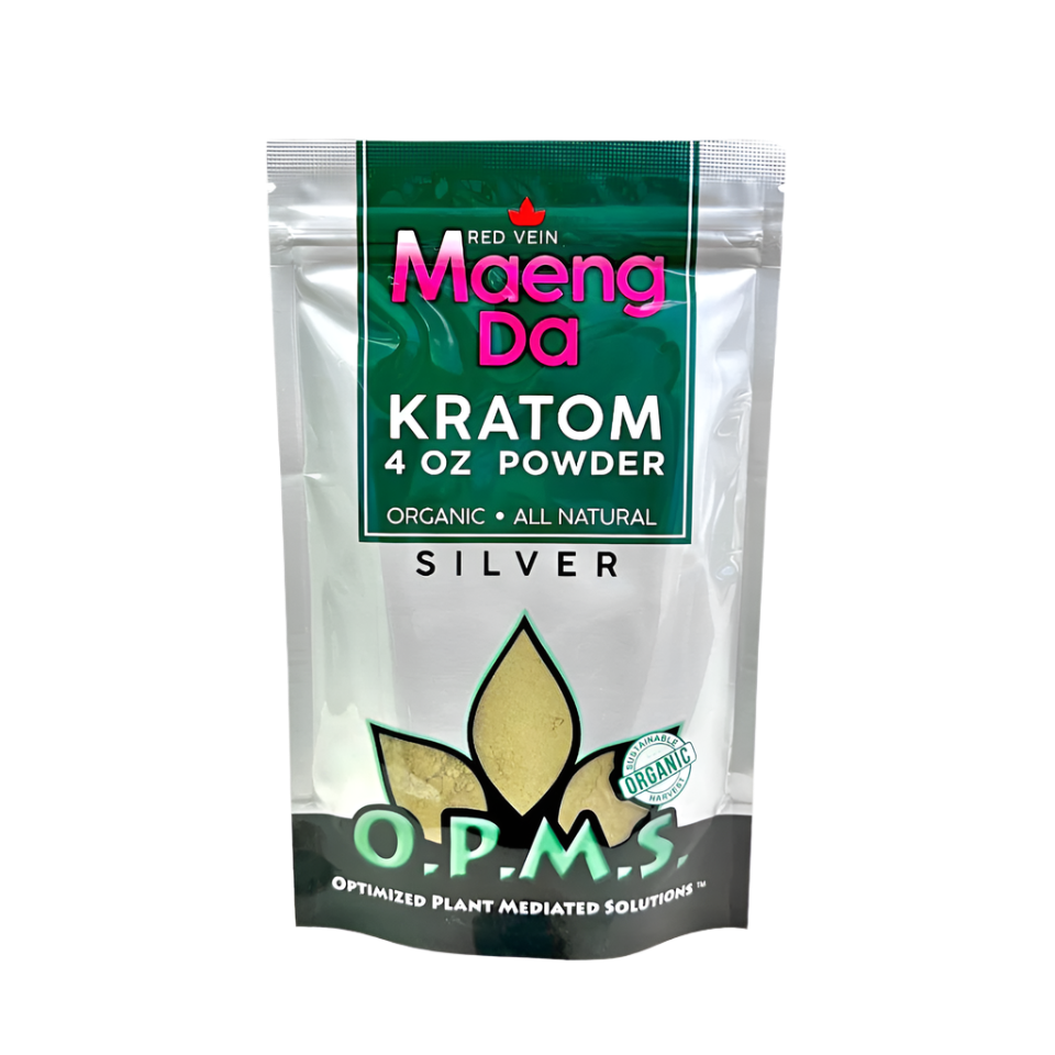 O.P.M.S. SILVER KRATOM POWDER 4OZ - MAENG DA RED VEIN - Seven Tech
