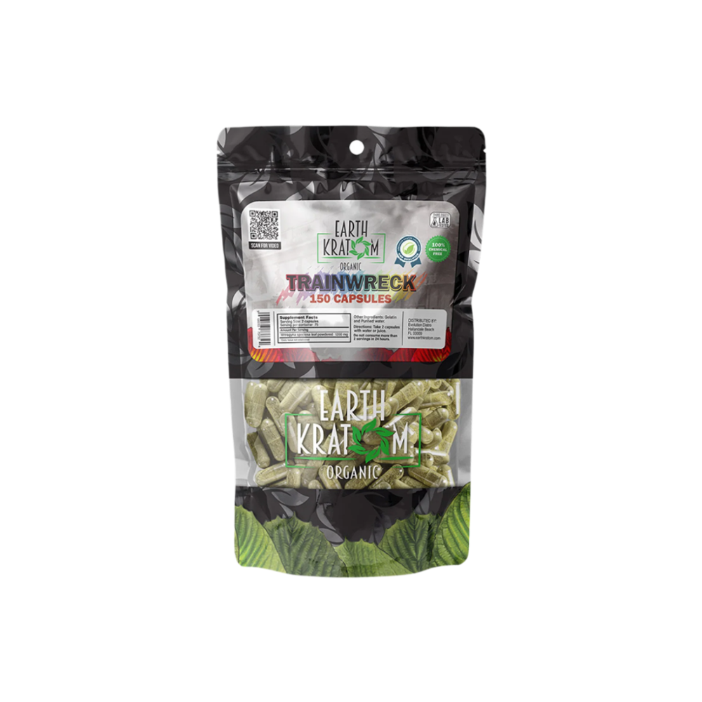 EARTH KRATOM CAPSULES 150CT - TRAINWRECK - Seven Tech
