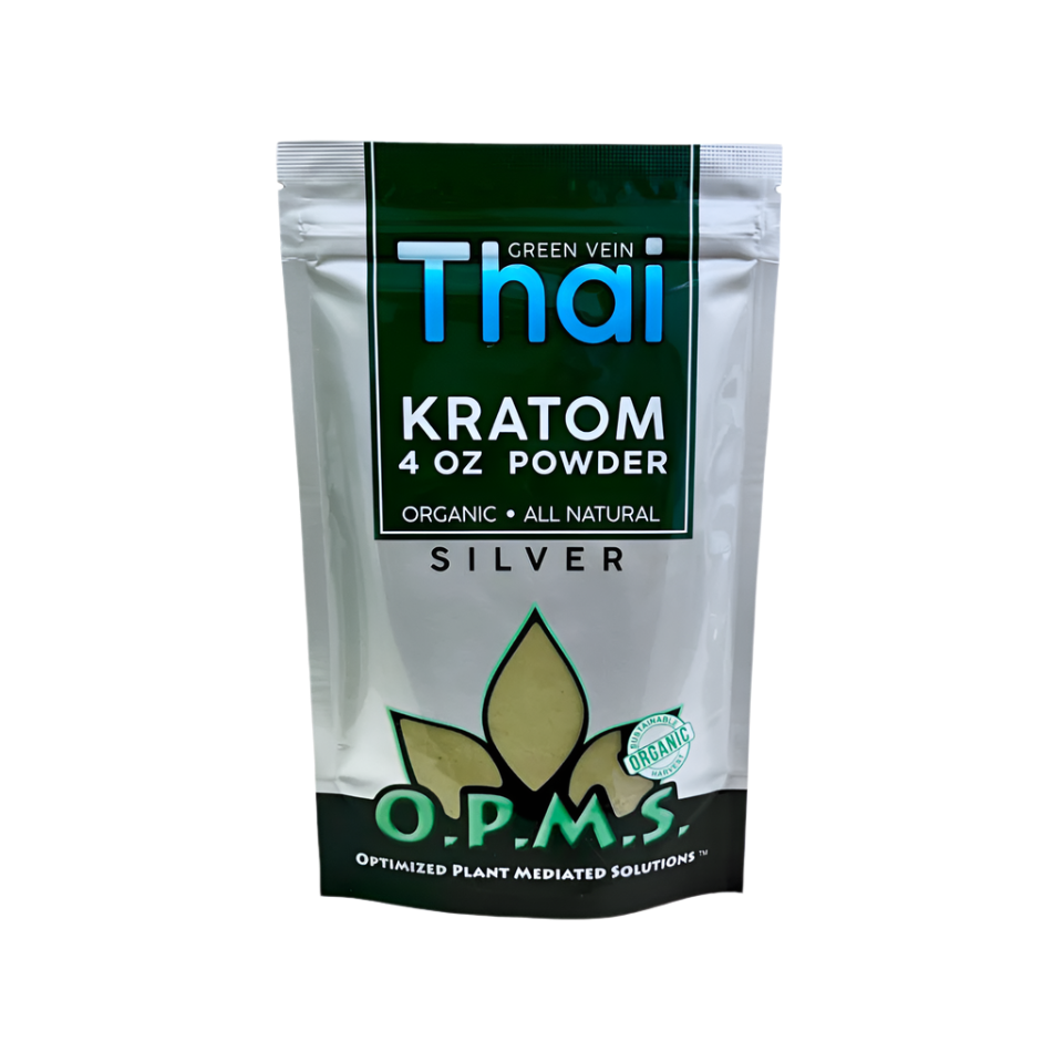 O.P.M.S. SILVER KRATOM POWDER 4OZ - THAI GREEN VEIN - Seven Tech
