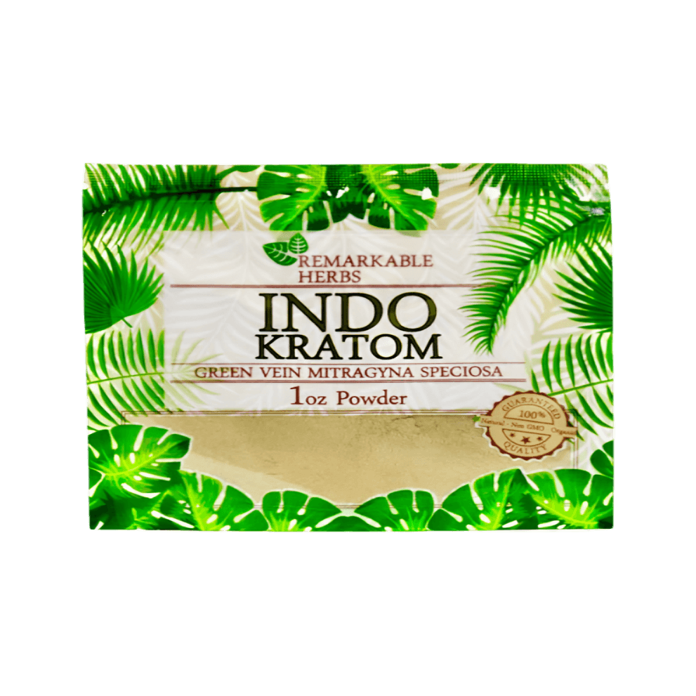 REMARKABLE HERBS KRATOM POWDER 1OZ - INDO GREEN VEIN - Seven Tech