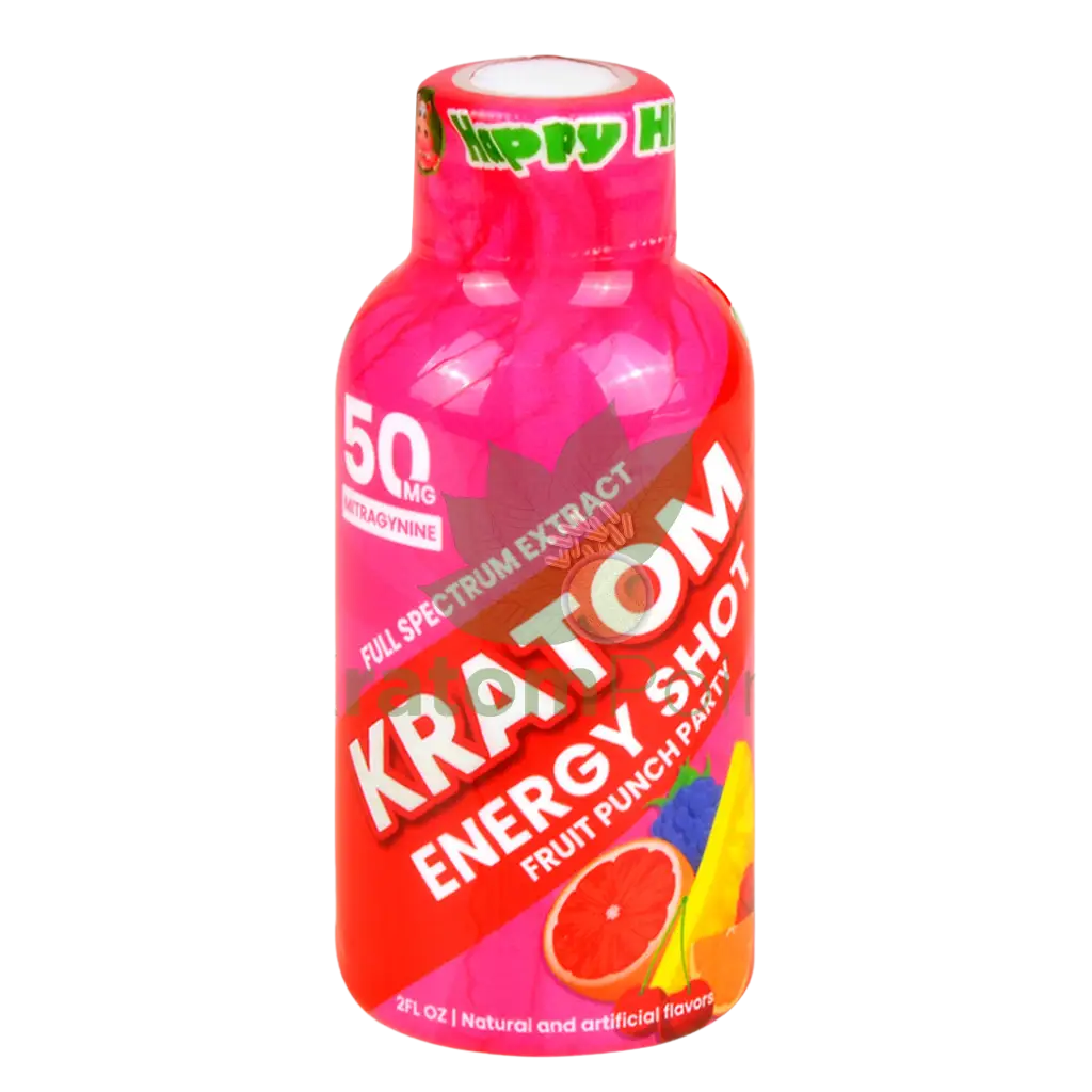 HAPPY HIPPO KRATOM ENERGY SHOT 2FLOZ 50MG - FRUIT PUNCH PARTY - Seven Tech