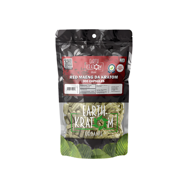 EARTH KRATOM CAPSULES 300CT - MAENG DA RED VEIN - Seven Tech
