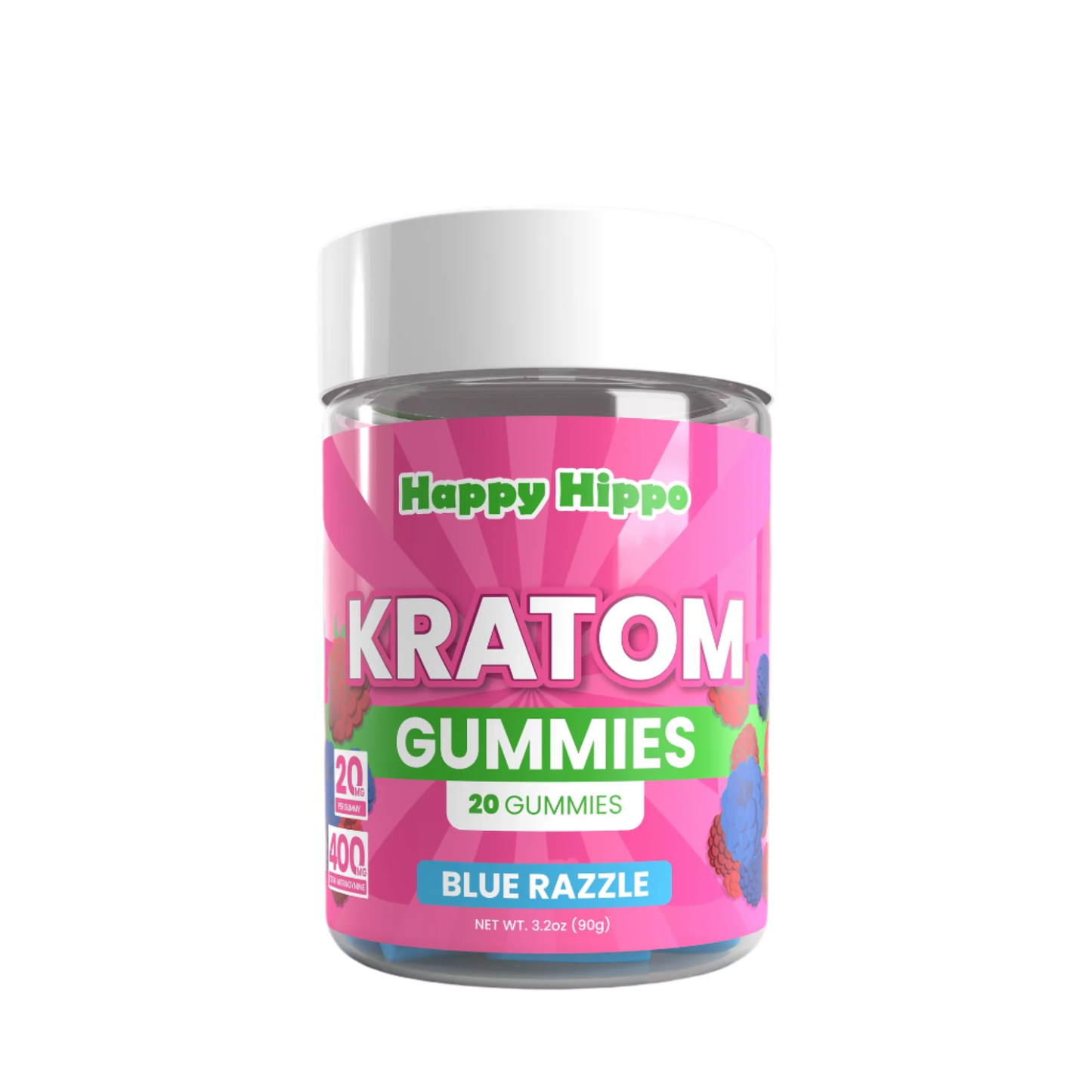 HAPPY HIPPO KRATOM GUMMIES 400MG 20CT - BLUE RAZZLE - Seven Tech