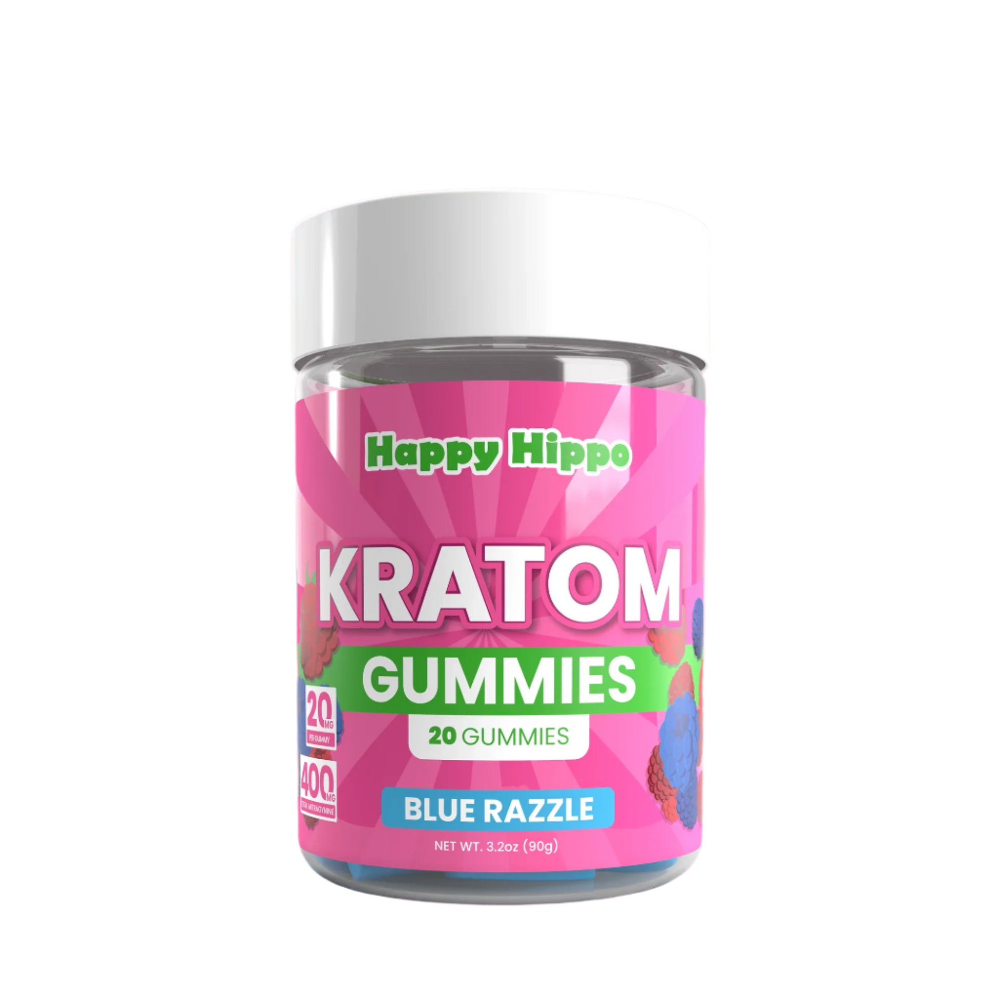 HAPPY HIPPO KRATOM GUMMIES 400MG 20CT - BLUE RAZZLE - Seven Tech