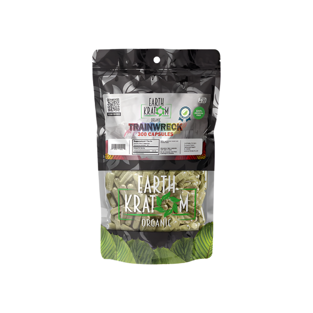 EARTH KRATOM CAPSULES 300CT - TRAINWRECK - Seven Tech