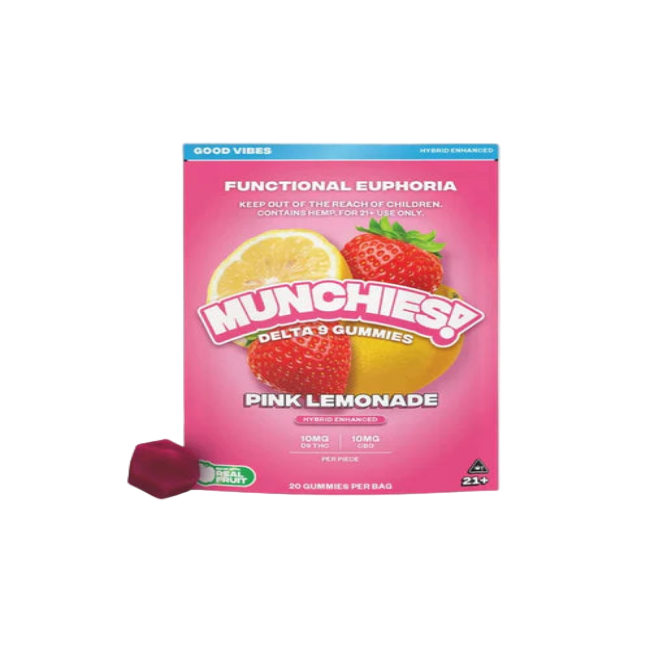 DELTA MUNCHIES FUNCTIONAL EUPHORIA DELTA 9 BOOSTED GUMMIES - PINK LEMONADE HYBRID - GOOD VIBES - Seven Tech