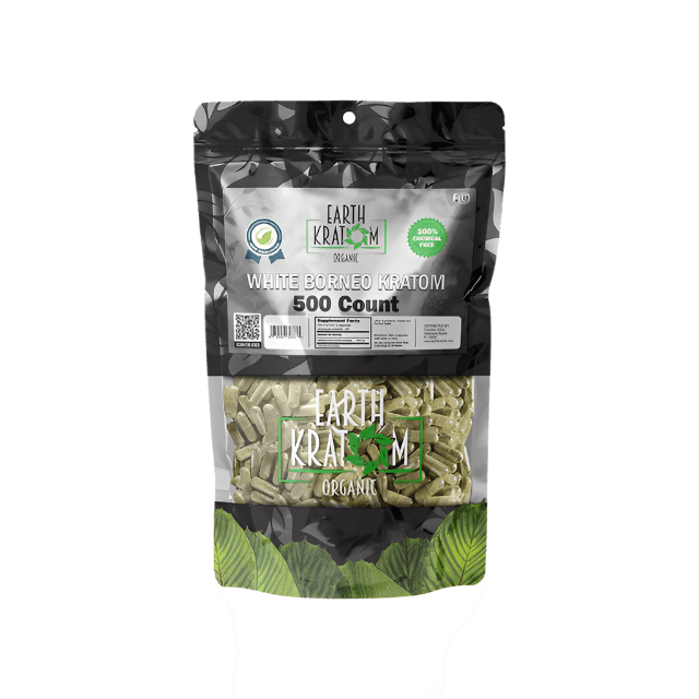 EARTH KRATOM CAPSULES 500CT - BORNEO WHITE VEIN - Seven Tech