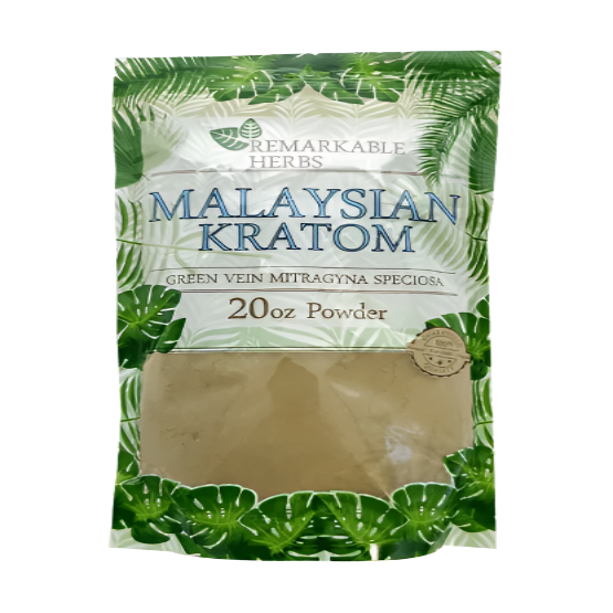 REMARKABLE HERBS KRATOM POWDER 20OZ - MALAYSIAN GREEN VEIN - Seven Tech