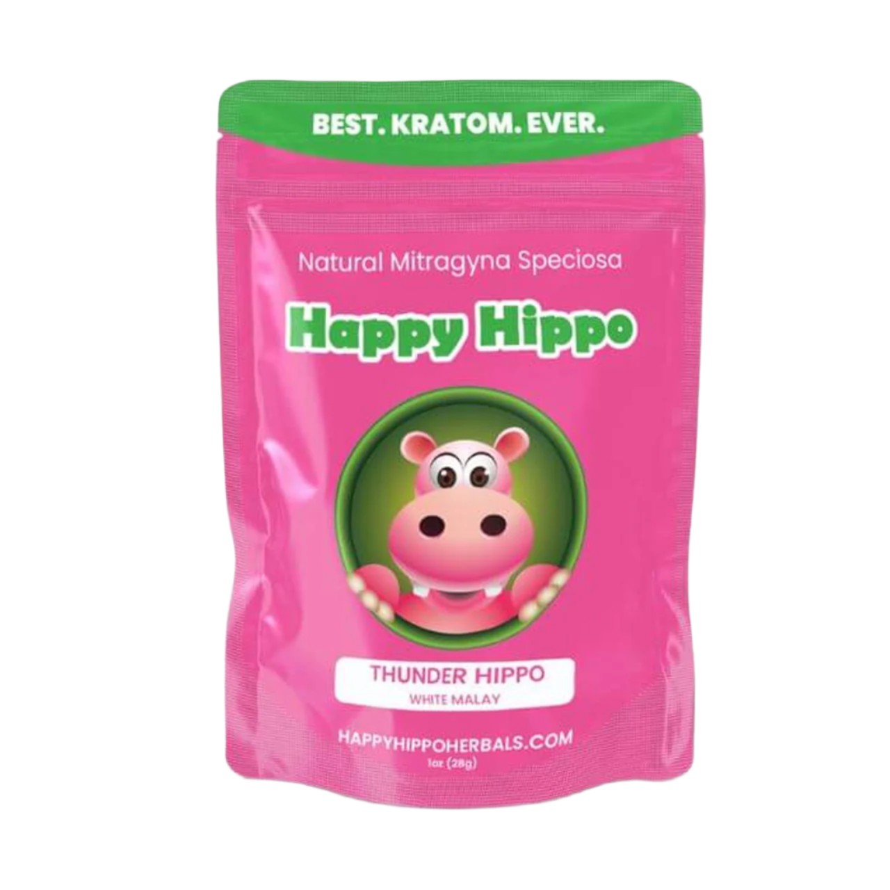 HAPPY HIPPO KRATOM POWDER 1123G / 4OZ - THUNDER HIPPO / MALAY WHITE VEIN - Seven Tech