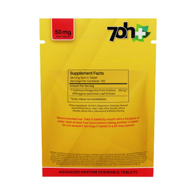7OH Plus 7-Hydroxymitragynine Chewable Tablets 50mg Per Tablet