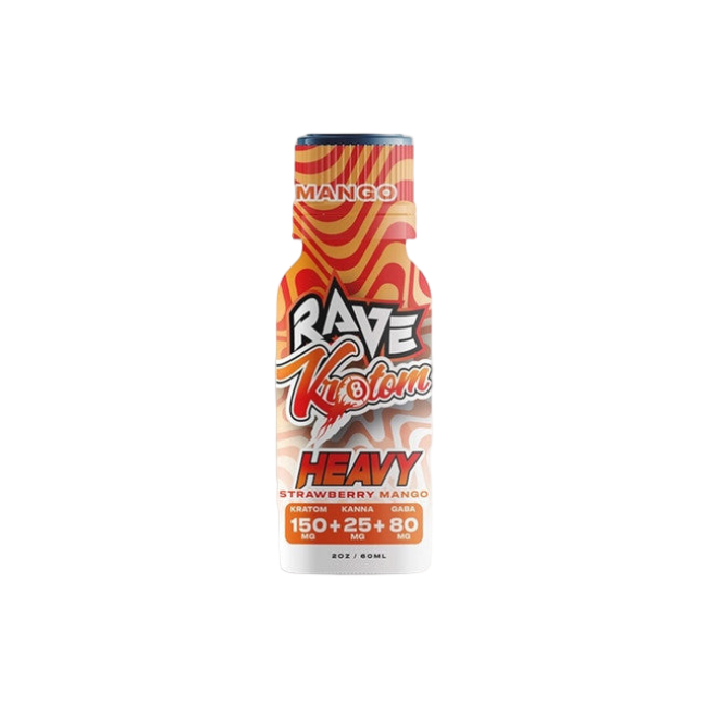 RAVE KRATOM HEAVY 2OZ - STRAWBERRY MANGO (KRATOM 150MG + KANNA 25MG + GABA 80MG) - Seven Tech