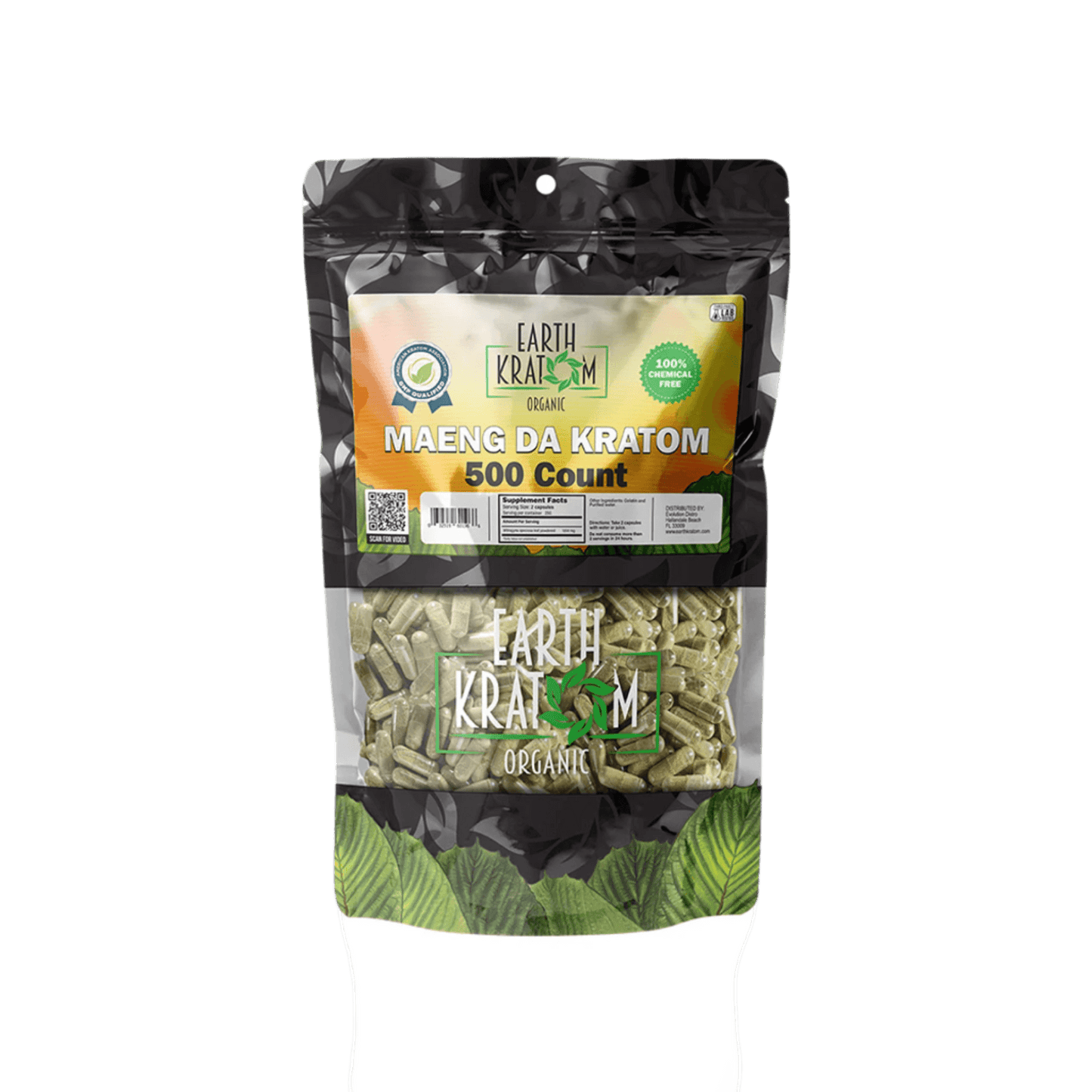 EARTH KRATOM CAPSULES 500CT - MAENG DA GREEN VEIN - Seven Tech