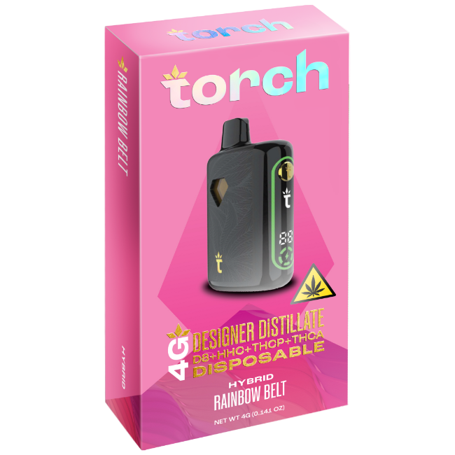 TORCH DESIGNER DISTILLATE 4G DISPOSABLE - RAINBOW BELT HYBRID - Seven Tech