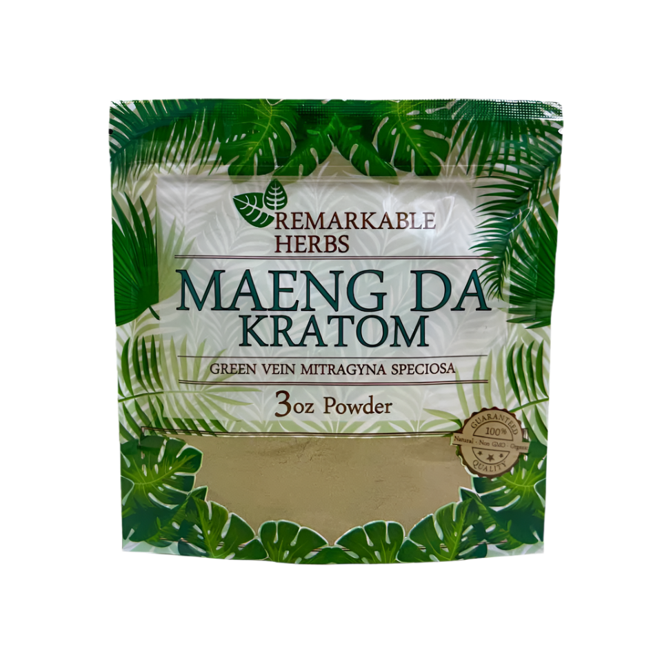 REMARKABLE HERBS KRATOM POWDER 3OZ - MAENG DA GREEN VEIN - Seven Tech