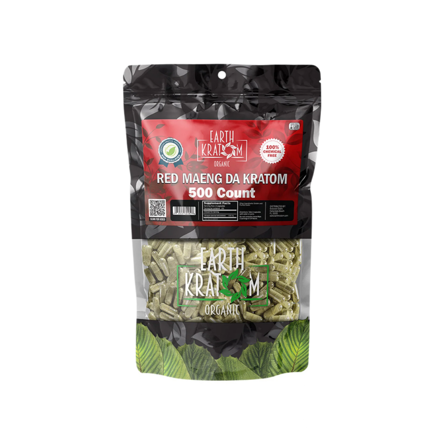 EARTH KRATOM CAPSULES 500CT - MAENG DA RED VEIN - Seven Tech
