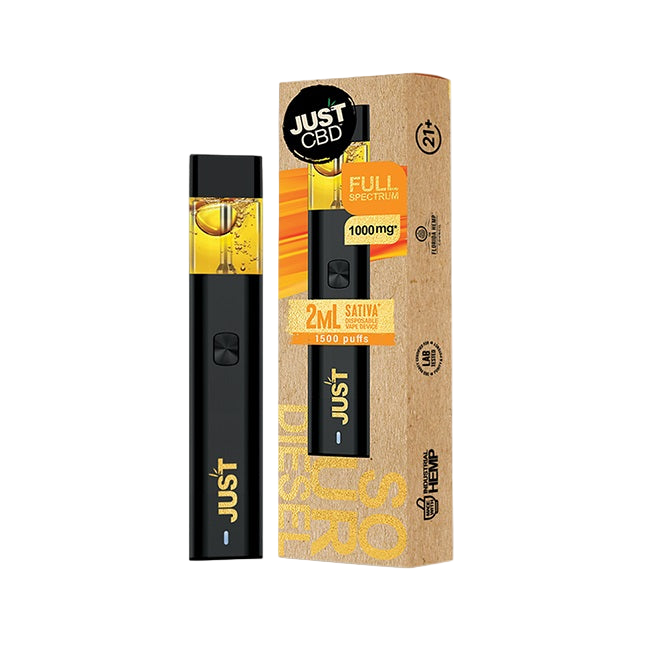 JUST CBD FULL SPECTRUM LIVE RESIN 1000MG 2ML DISPOSABLE - SOUR DIESEL SATIVA - Seven Tech