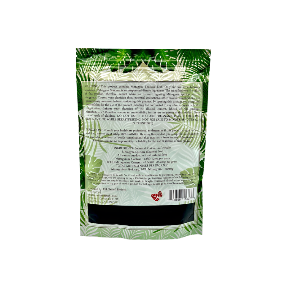 REMARKABLE HERBS KRATOM POWDER 3OZ - MAENG DA RED VEIN - Seven Tech