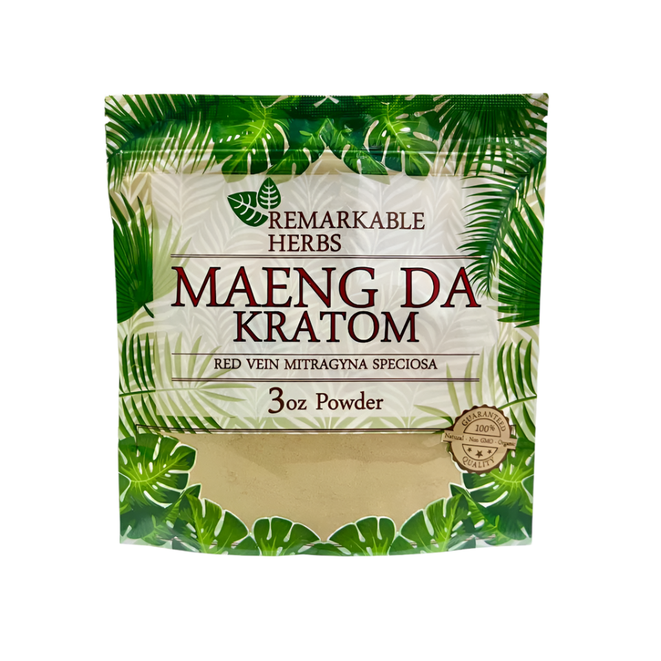 REMARKABLE HERBS KRATOM POWDER 3OZ - MAENG DA RED VEIN - Seven Tech
