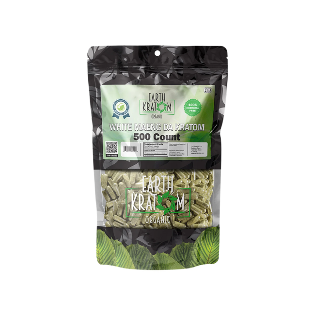 EARTH KRATOM CAPSULES 500CT - MAENG DA WHITE VEIN - Seven Tech