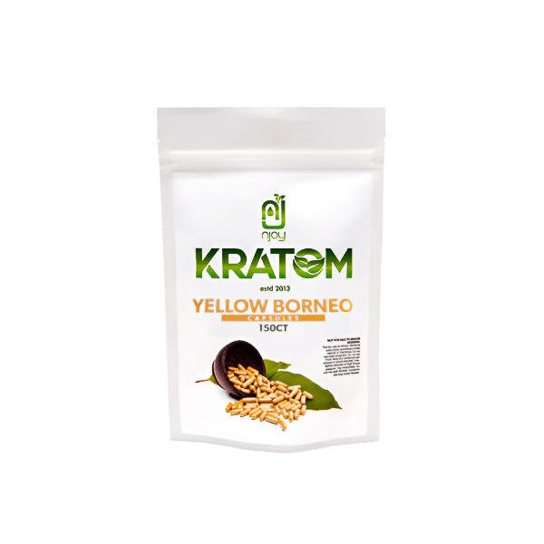 NJOY KRATOM CAPSULES 150CT - BORNEO YELLOW VEIN - Seven Tech