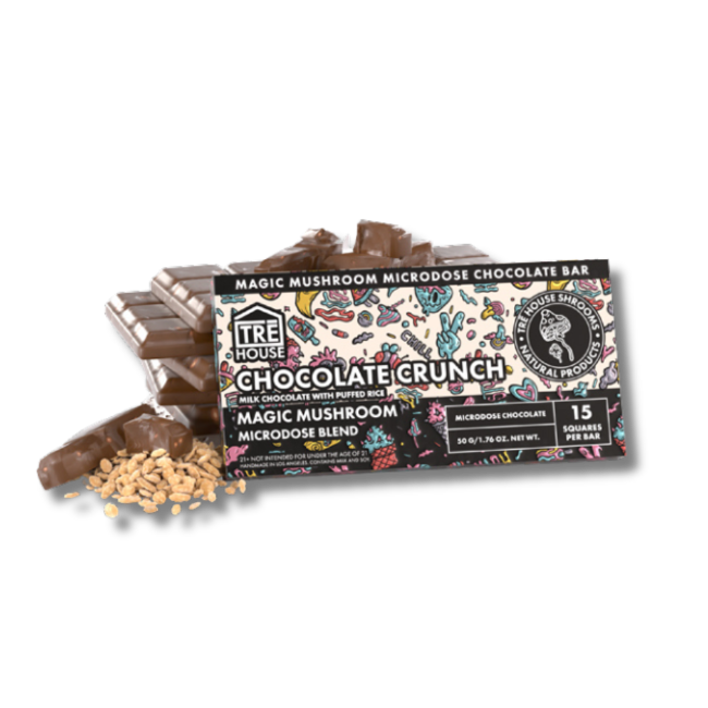 TRE House Magic Mushroom Microdose Chocolate Crunch 15 Square Bars 50g 1.76oz - Seven Tech
